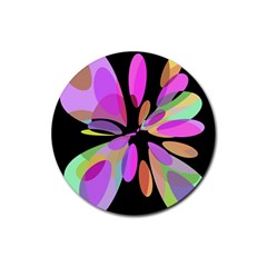 Pink Abstract Flower Rubber Coaster (round)  by Valentinaart