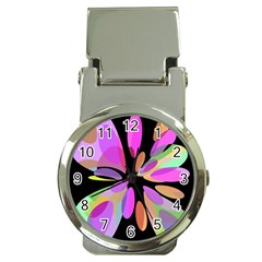 Pink Abstract Flower Money Clip Watches