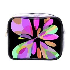 Pink Abstract Flower Mini Toiletries Bags by Valentinaart