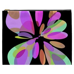 Pink Abstract Flower Cosmetic Bag (xxxl)  by Valentinaart