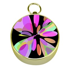 Pink Abstract Flower Gold Compasses by Valentinaart