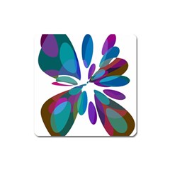 Blue Abstract Flower Square Magnet by Valentinaart