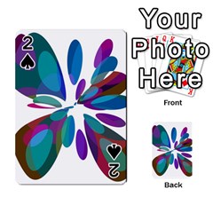 Blue Abstract Flower Playing Cards 54 Designs  by Valentinaart