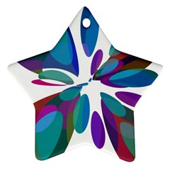 Blue Abstract Flower Star Ornament (two Sides) 