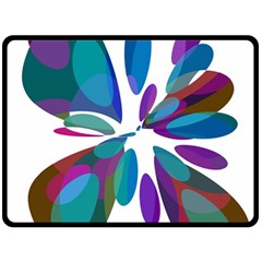 Blue Abstract Flower Fleece Blanket (large)  by Valentinaart