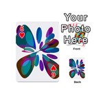 Blue abstract flower Playing Cards 54 (Mini)  Front - Heart6