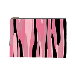 Black And Pink Camo Abstract Cosmetic Bag (large)  by TRENDYcouture
