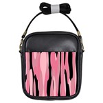 Black and pink camo abstract Girls Sling Bags