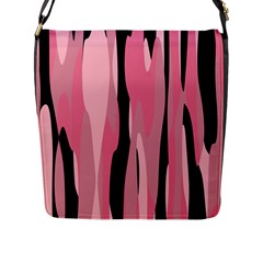 Black And Pink Camo Abstract Flap Messenger Bag (l)  by TRENDYcouture