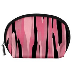 Black And Pink Camo Abstract Accessory Pouches (large)  by TRENDYcouture