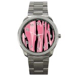 Black and pink camo abstract Sport Metal Watch