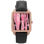 Black and pink camo abstract Rose Gold Leather Watch 