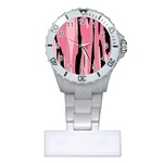 Black and pink camo abstract Plastic Nurses Watch