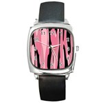 Black and pink camo abstract Square Metal Watch