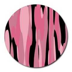 Black And Pink Camo Abstract Round Mousepads by TRENDYcouture