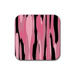 Black and pink camo abstract Rubber Coaster (Square) 