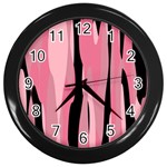 Black and pink camo abstract Wall Clocks (Black)