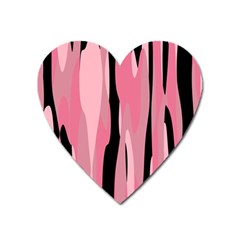 Black And Pink Camo Abstract Heart Magnet by TRENDYcouture