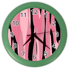 Black And Pink Camo Abstract Color Wall Clocks by TRENDYcouture