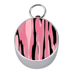 Black And Pink Camo Abstract Mini Silver Compasses