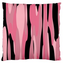 Black And Pink Camo Abstract Large Flano Cushion Case (one Side) by TRENDYcouture