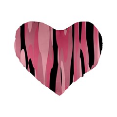 Black And Pink Camo Abstract Standard 16  Premium Flano Heart Shape Cushions by TRENDYcouture