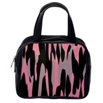 Pink and Black Camouflage abstract Classic Handbags (One Side)