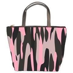 Pink And Black Camouflage Abstract Bucket Bags by TRENDYcouture