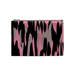 Pink And Black Camouflage Abstract Cosmetic Bag (medium)  by TRENDYcouture