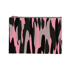 Pink And Black Camouflage Abstract Cosmetic Bag (large) 