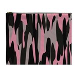 Pink and Black Camouflage abstract Cosmetic Bag (XL)