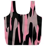 Pink and Black Camouflage abstract Full Print Recycle Bags (L) 