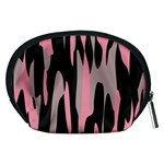 Pink and Black Camouflage abstract Accessory Pouches (Medium)  Back