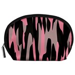 Pink and Black Camouflage abstract Accessory Pouches (Large) 