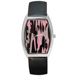 pink and black camouflage abstract Barrel Style Metal Watch