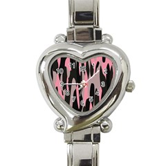 Pink And Black Camouflage Abstract Heart Italian Charm Watch by TRENDYcouture