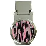 pink and black camouflage abstract Money Clip Watches