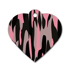 pink and black camouflage abstract Dog Tag Heart (Two Sides)