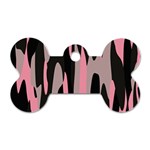 pink and black camouflage abstract Dog Tag Bone (Two Sides)