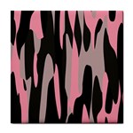 pink and black camouflage abstract 2 Tile Coasters