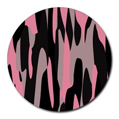 Pink And Black Camouflage Abstract 2 Round Mousepads by TRENDYcouture