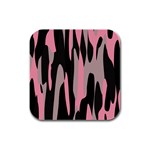 pink and black camouflage abstract 2 Rubber Square Coaster (4 pack) 