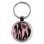 pink and black camouflage abstract 2 Key Chains (Round) 