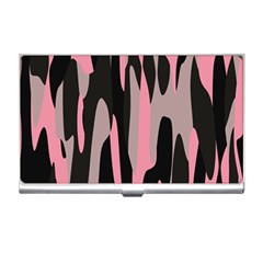 Pink And Black Camouflage Abstract 2 Business Card Holders by TRENDYcouture