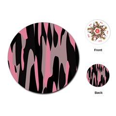 Pink And Black Camouflage Abstract 2 Playing Cards (round)  by TRENDYcouture