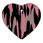 pink and black camouflage abstract 2 Heart Ornament (2 Sides)