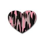 pink and black camouflage abstract 2 Rubber Coaster (Heart) 