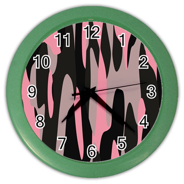 pink and black camouflage abstract 2 Color Wall Clocks