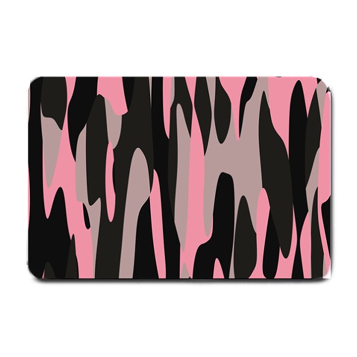 pink and black camouflage abstract 2 Small Doormat 