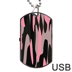 Pink And Black Camouflage Abstract 2 Dog Tag Usb Flash (two Sides)  by TRENDYcouture